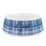 Plaid Plastic Dog Bowl (Personalized)