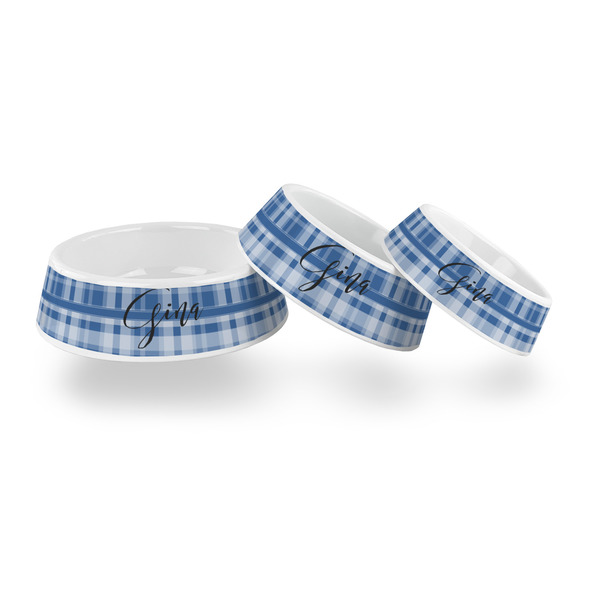 Plaid Plastic Pet Bowls - PARENT MAIN