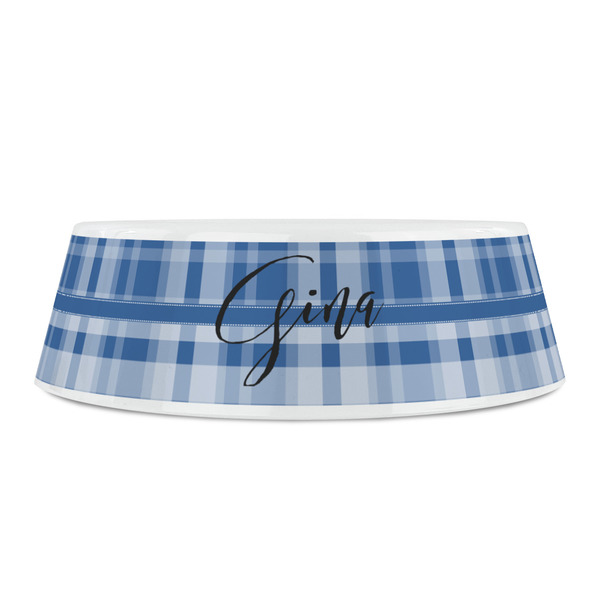 Plaid Plastic Pet Bowls - Small - FRONT