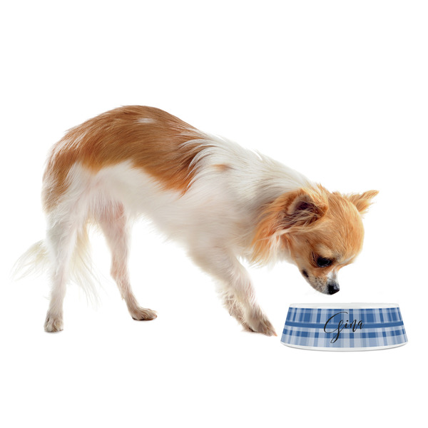Plaid Plastic Pet Bowls - Small - LIFESTYLE