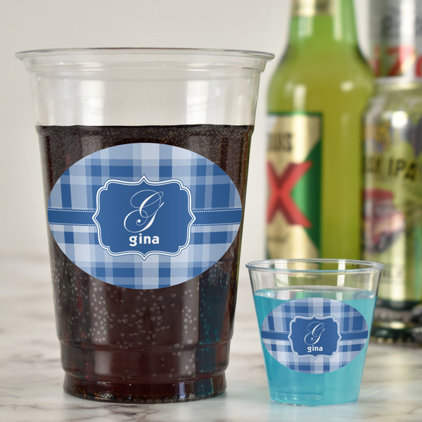 Plaid Plastic Shot Glasses - In Context