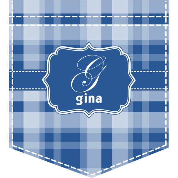 Custom Plaid Iron On Faux Pocket (Personalized)