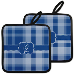 Plaid Pot Holders - Set of 2 w/ Name and Initial