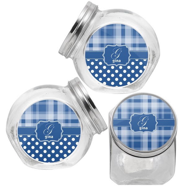 Plaid Puppy Treat Jar - Top Left Right