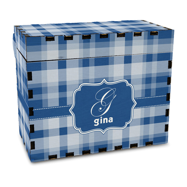 Custom Plaid Wood Recipe Box - Full Color Print (Personalized)