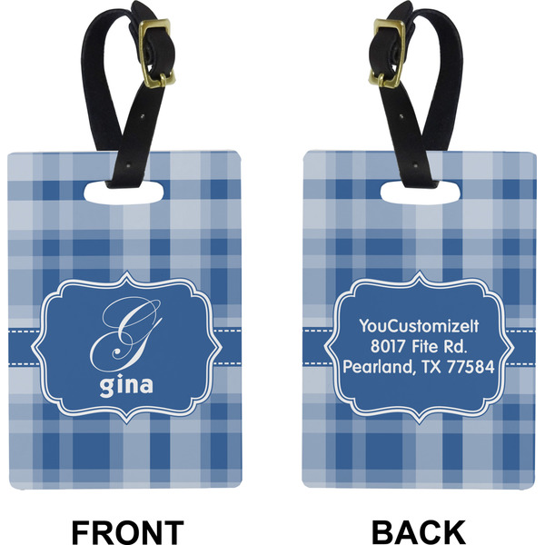 Plaid Rectangle Luggage Tag (Front + Back)