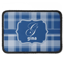 Plaid Iron On Rectangle Patch w/ Name and Initial