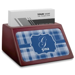 Plaid Red Mahogany Business Card Holder (Personalized)