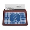 Plaid Red Mahogany Business Card Holder - Straight