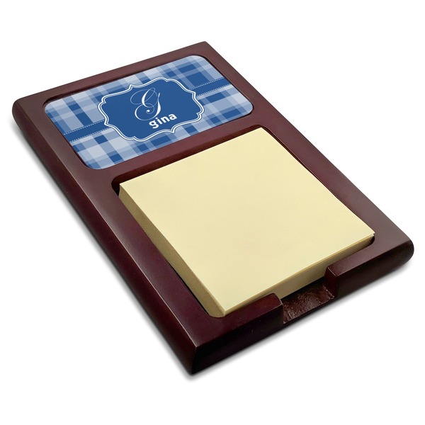 Custom Plaid Red Mahogany Sticky Note Holder (Personalized)