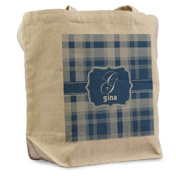 Plaid Reusable Cotton Grocery Bag - Single (Personalized)