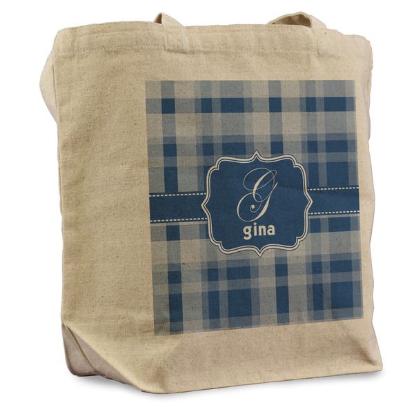 Custom Plaid Reusable Cotton Grocery Bag (Personalized)