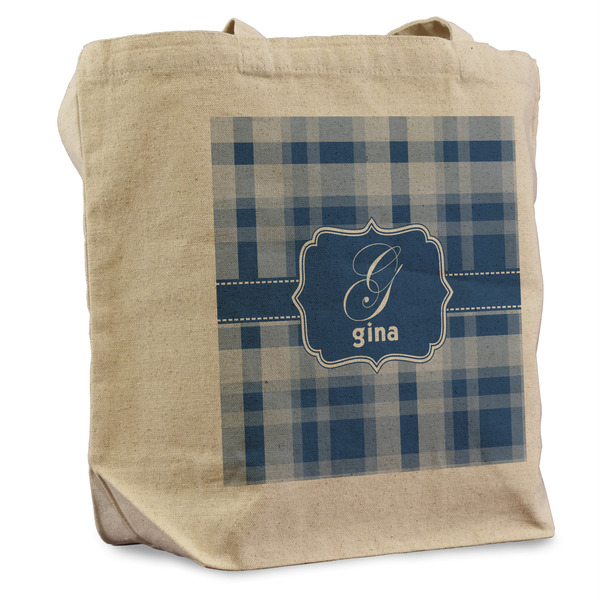 Custom Plaid Reusable Cotton Grocery Bag - Single (Personalized)