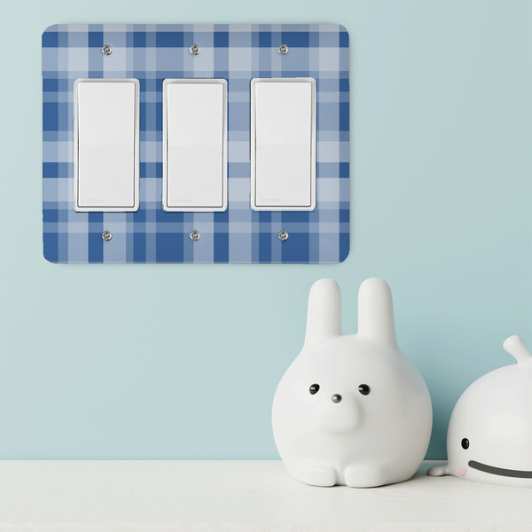 Plaid Rocker Light Switch Covers - Triple - IN CONTEXT
