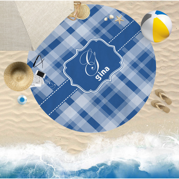 Plaid Round Beach Towel Lifestyle