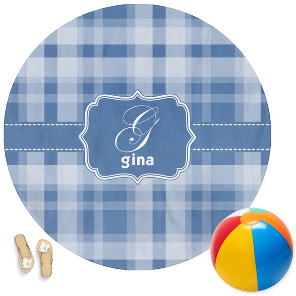 Custom Plaid Round Beach Towel (Personalized)