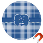 Plaid Round Car Magnet - 6" (Personalized)