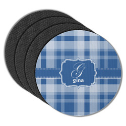 Plaid Round Rubber Backed Coasters - Set of 4 (Personalized)
