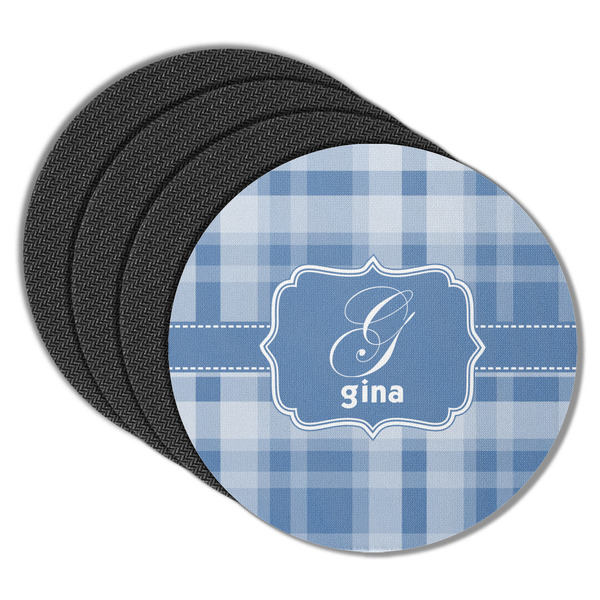 Custom Plaid Round Rubber Backed Coasters - Set of 4 (Personalized)
