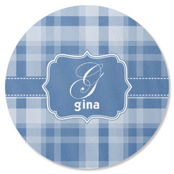 Plaid Round Rubber Backed Coaster (Personalized)