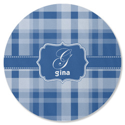 Plaid Round Rubber Backed Coaster (Personalized)