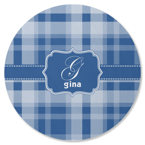 Plaid Round Coaster Rubber Back - Single