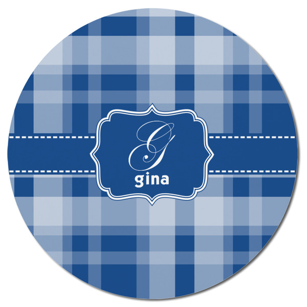 Plaid Round Fridge Magnet - FRONT