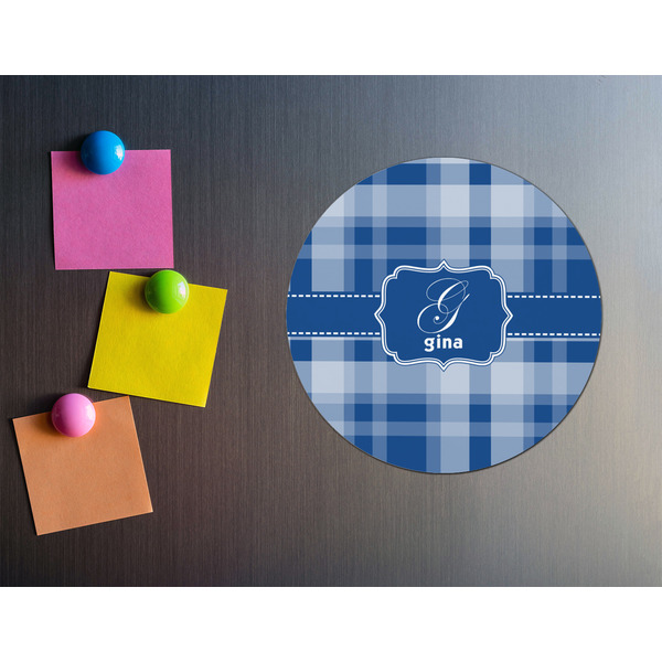 Plaid Round Fridge Magnet - LIFESTYLE