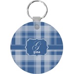 Plaid Round Plastic Keychain (Personalized)