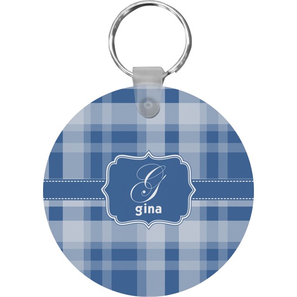 Plaid Round Keychain (Personalized)