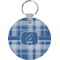 Plaid Round Plastic Keychain (Personalized)