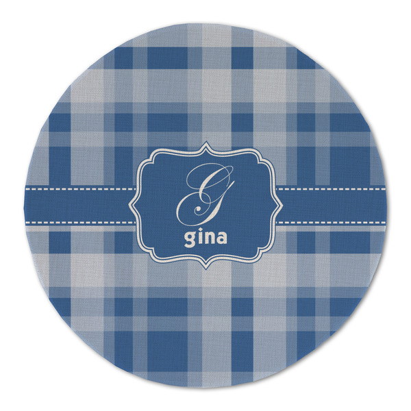 Custom Plaid Round Linen Placemat - Single Sided (Personalized)