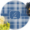 Plaid Round Linen Placemats - Front (w flowers)
