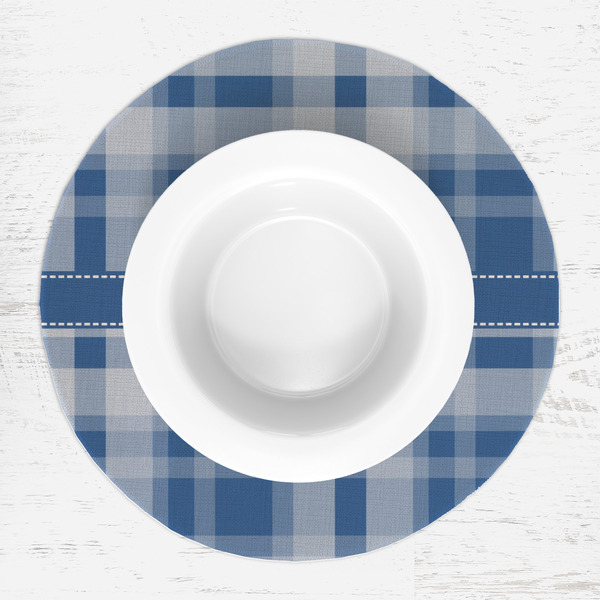 Plaid Round Linen Placemats - LIFESTYLE (single)