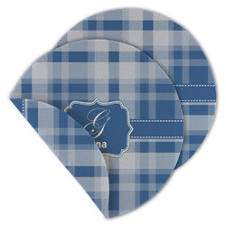 Plaid Round Linen Placemat - Double Sided - Set of 4 (Personalized)