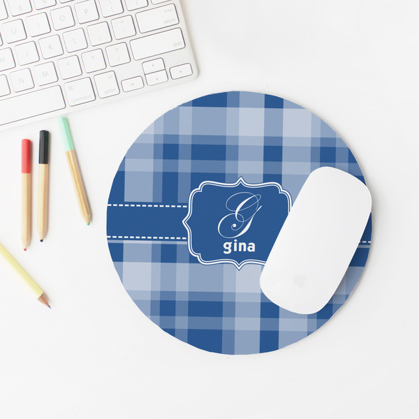 Plaid Round Mousepad - LIFESTYLE 2