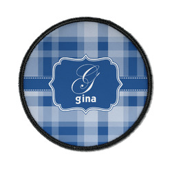 Plaid Iron On Round Patch w/ Name and Initial