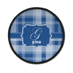 Plaid Iron On Round Patch w/ Name and Initial