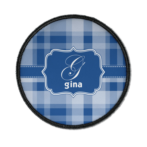 Custom Plaid Iron On Round Patch w/ Name and Initial