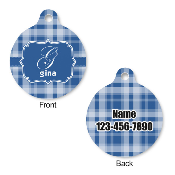 Plaid Round Pet ID Tag - Large - Approval