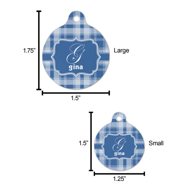 Plaid Round Pet ID Tag - Large - Comparison Scale