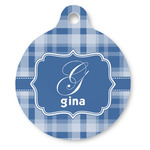 Plaid Round Pet ID Tag - Large (Personalized)