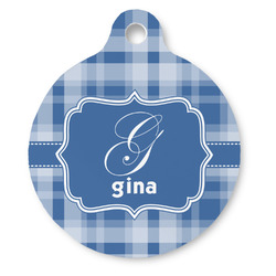 Plaid Round Pet ID Tag (Personalized)