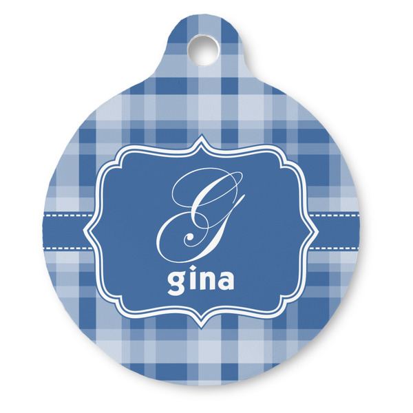 Custom Plaid Round Pet ID Tag (Personalized)