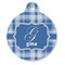 Plaid Round Pet ID Tag - Large - Front
