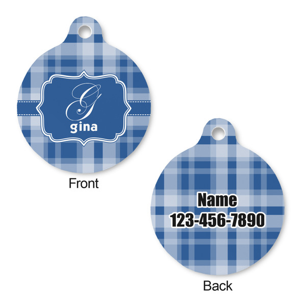 Plaid Round Pet Tag - Front & Back