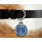 Plaid Round Pet Tag on Collar & Dog