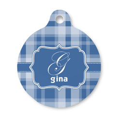 Plaid Round Pet ID Tag - Small (Personalized)