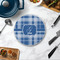 Plaid Round Stone Trivet - In Context View