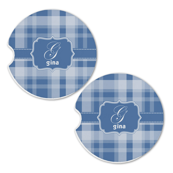 Plaid Sandstone Car Coasters - Set of 2